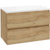 kielle Skrinka vrátane dosky pod umývadlo 80x55x46 cm, zlatý dub/lesklá biela 50027S831