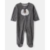 CARTER'S Overal na zips fleece Sleep & Play grey Penguin uni 9m/vel.74