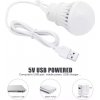 USB LED žiarovka Teplé biele svetlo 350 lm 5W, kábel 1M, biela