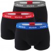 HUGO - boxerky 3PACK eco friendly cotton stretch black with modern gray & blue logo waist - limitovaná fashion edícia (HUGO BOSS)-M (83-89 cm)