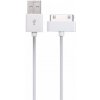 AppleKing dátový a nabíjací kábel USB-A / 30pin pre iPhone 4 / 4S / 3GS / 3G / iPad / iPod - 1 m - biely - možnosť vrátiť tovar ZADARMO do 30tich dní