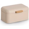 PLECHOVÝ CHLIEBKOVÝ BOX S BAMBUSOVOU RUKOVÄŤOU 30,5 X 20,5 X 15,2 CM BEŽOVÝ
