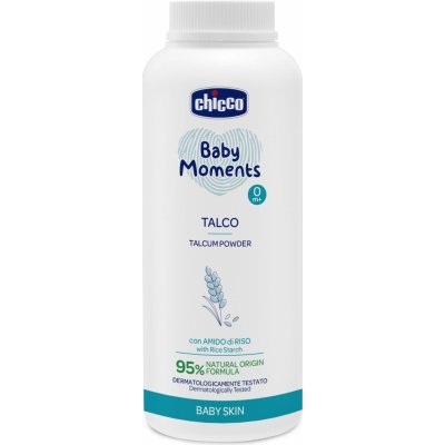 Chicco Púder detský Baby Moments s ryžovým škrobom 95 % prírodných zložiek 150 g