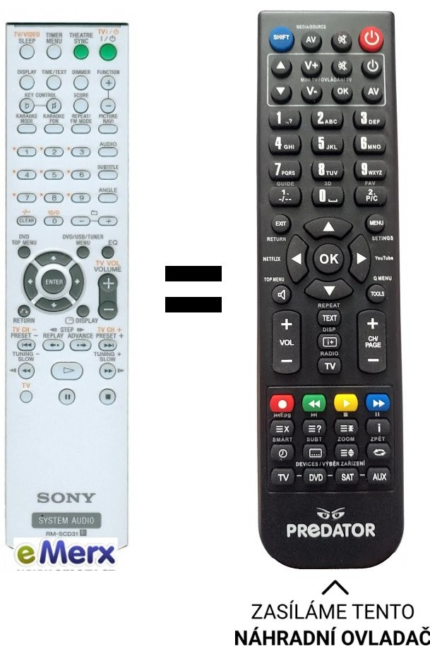 Diaľkový ovládač Predátor Sony RM-SCD31