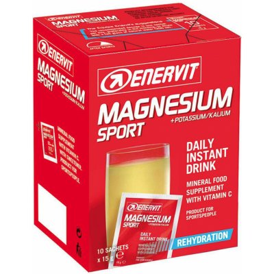 ENERVIT Magnesium Sport 10x15g, Citrón Rozpustná zmes s vysokým obsahom horčíku, vitamínu C a ďalších minerálnych látok