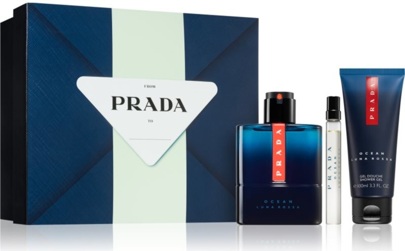 Prada Luna Rossa Prada Luna Rossa Ocean EDT toaletná voda 100 ml + Prada Luna Rossa cestovný sprej 10 ml + Prada Ocean Luna Rossa osviežujúci sprchový gél 100 ml