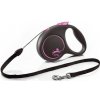 FLEXI Vodítko Black Design S lanko 5 m ružové