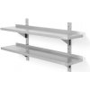 Dvojitá nástenná polica, nastaviteľná, s 2 konzolami, HENDI, 1200x300x(H)600mm