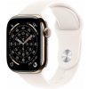 Apple Watch Series 11 Cellular 46 mm Zlatý titán so svetlo červeným športovým remienkom M/L MFD64WF/A