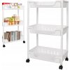 KÚPEĽŇOVÁ POLICA KUCHYNSKÁ SKRINKA MOBILNÝ REGÁL NA KOLIESKACH 3 ÚROVNE HÁČIKY