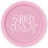 Papierové taniere Baby Shower ružové - 23 cm
