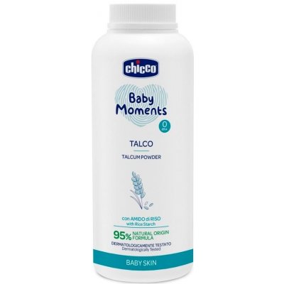 Chicco dětský pudr Baby Moments s rýžovým škrobem 95 % přírodních složek 150 g