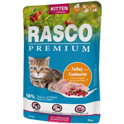 Rasco Premium Cat Kitten morka v šťave 85 g