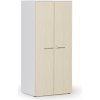 Kancelárska policová skriňa PRIMO WHITE s dverami, 1781 x 800 x 600 mm, biela/breza