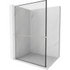 Mexen Kioto+ L, sprchová zástena Walk-In s poličkou a vešiakom 70 x 200 cm, 8mm číre sklo čierny vzor, brúsená oceľ profil, 800-070-123-97-70