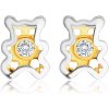 Šperky eshop - Diamantové náušnice z kombinovaného 585 zlata - macík s čírym briliantom S3BT506.65