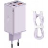 Baseus GaN nabíjačka (P10162701533-00) – 2× USB, 2× USB-C, 65 W, USB-C kábel, fialová