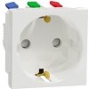 Unica - Zásuvka SCHUKO 2P+E 250V/16A, clonky, bezskrútková, Biela