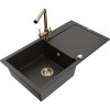 Mexen Leo, drez granitový 900x500x190 mm, 1-komorový a zlatá batéria Duero, čierna-zlatá metalíza, 6501-75-671600-50