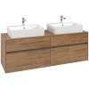VILLEROY & BOCH Collaro závesná skrinka pod dve umývadlá na dosku, 4 zásuvky, 1600 x 500 x 548 mm, Oak Kansas, C13700RH