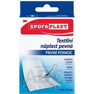 3M SPOFAPLAST č.264 Textilná náplasť pevná rýchloobväz, 8cm x 1m, pás, 1 ks