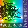 Vianočná led svetelná reťaz vonkajšia na spájanie s časovačom + programy + diaľkový ovládač - 200led - 10m multicolour