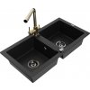 MEXEN/S MEXEN/S - Mario granitový drez 2-bowl vrátane batérie Duero, čierna 6504-77-671600-50-B