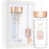CRYSTALLOVE Sklenená fľaša na vodu s ružovým kryštálom - RÚŽOVÉ ZLATO 550 ml