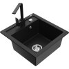 Mexen Vito, 1-komorový granitový drez 520x490x210 mm, čierna batéria Rita, čierna, 6503-77-670300-70