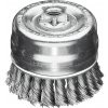 Lessmann 484317 | Splietaná hrncová kefa s prítlačným krúžkom 1-radová 80 mm / 0,80 oceľový drôt hladký