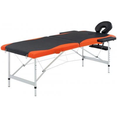 Petromila vidaXL 2-zónový skladací masážny stôl čierno-oranžový hliníkový
