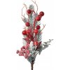 Clayre & Eef Dekorácia zápich vianočná vetvička s červenými guličkami - 8*7*27 cm - Clayre & Eef