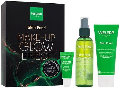 Weleda Skin Food Make-up Glow Effect : balzám na rty Skin Food Lip Butter 8 ml + pleťový a tělový krém Skin Food 75 ml + suchý olej Skin Food Ultra-Light Dry Oil 100 ml