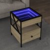 VidaXL Kávový stolík s LED Infinity, dub sonoma, 40x40x51 cm