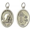 Medailón: svätý Páter Pio, obojstranný - strieborná farba - G022s