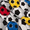 Detská bavlnená látka/plátno Sandra SA-580 Farebné a sivé futbalové lopty - šírka 160 cm