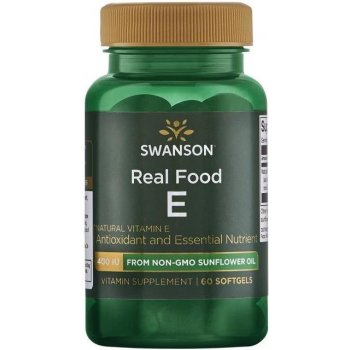 Swanson Real Food E Vitamin E natural 400IU 60 kapsúl