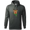 Jeleň so šálom - Mikina pánska Cape s kapucňou - 3XL ( Tm. bridlica (šedozelená) )