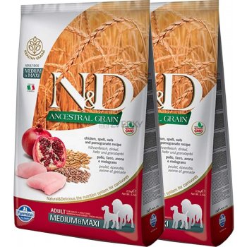 N&D Dog LG Adult Medium & Maxi Chicken & Pomegranate 2 x 12 kg