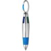 Multifunkčné plastové pero,gumová rukoväť,kovová karabína,modrá
