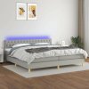 vidaXL Posteľ boxsping s matracom a LED bledosivá 200x200 cm látka