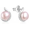 Agato Elegantné strieborné náušnice s pravou perlou a zirkónmi AGT-E219PW-PPI