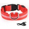 LED obojok pre psov, vodotesný, nabíjanie cez USB, ČERVENÝ, XL 52-60cm