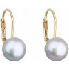 Zlaté 14 karátové náušnice visacie s šedou riečnou perlou 921009.3 Grey