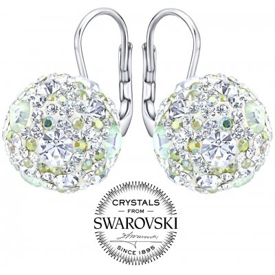 SILVEGO strieborné náušnice guličky so Swarovski Crystals čiré B36120w