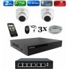 Amiko IP 2 kamerový set so switchom, 2Mpix, Dome (1200K2V2) (Amiko)