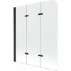 Mexen FELIX, vaňová zástena, 3-krídlová, 120 x 140 cm, čierna-transparentná, 890-120-003-70-00