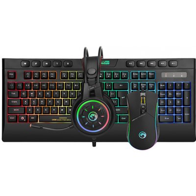 Marvo CM305, RGB sada klávesnice s hernou myšou a slúchadlami, CZ/SK, herná, membránová typ drôtová (USB), čierna, RGB podsvietená CM305 CZ/SK
