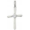 Zlatý prívesok z bieleho zlata so zirkónmi krížik 8221W (585/1000) 0.4 g