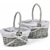 Súprava prútených košíkov s látkou Sivá bodka, 2 ks, 2 veľkosti, 26 x 28 x 22 cm